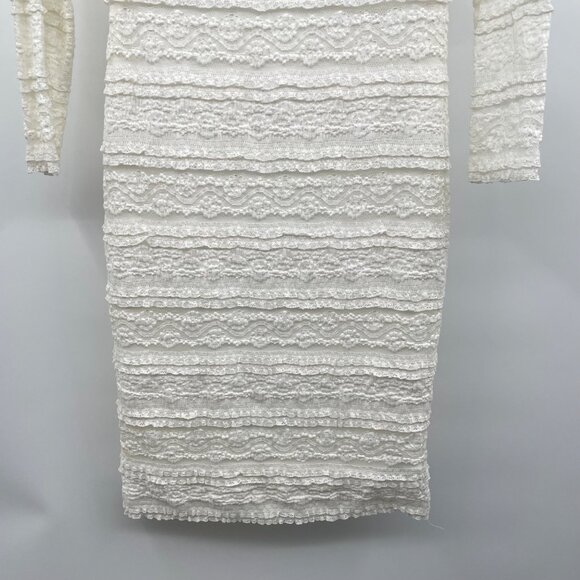 Chelsea & Violet Textured Lace Sheath Dress Midi Long Sleeve Ivory Size Medium - Picture 3 of 9